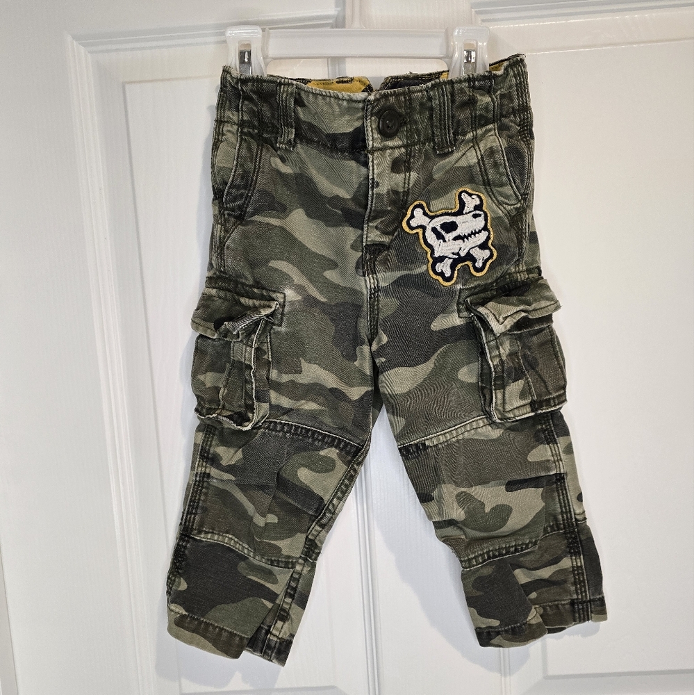 Baby Gap Camo Cargo Pants with Dino Skull Patch